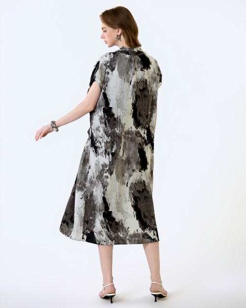 SIXDO6 G-Black V-Neck Woven Loose Dress